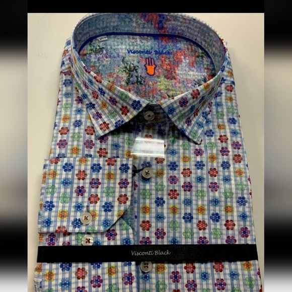 Luchiano Visconti Multicolor Men's Shirt Floral Black Label Size XL